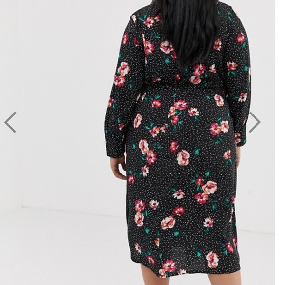 NWT Asos knot front asymmetric wrap floral dress - Picture 2 of 4